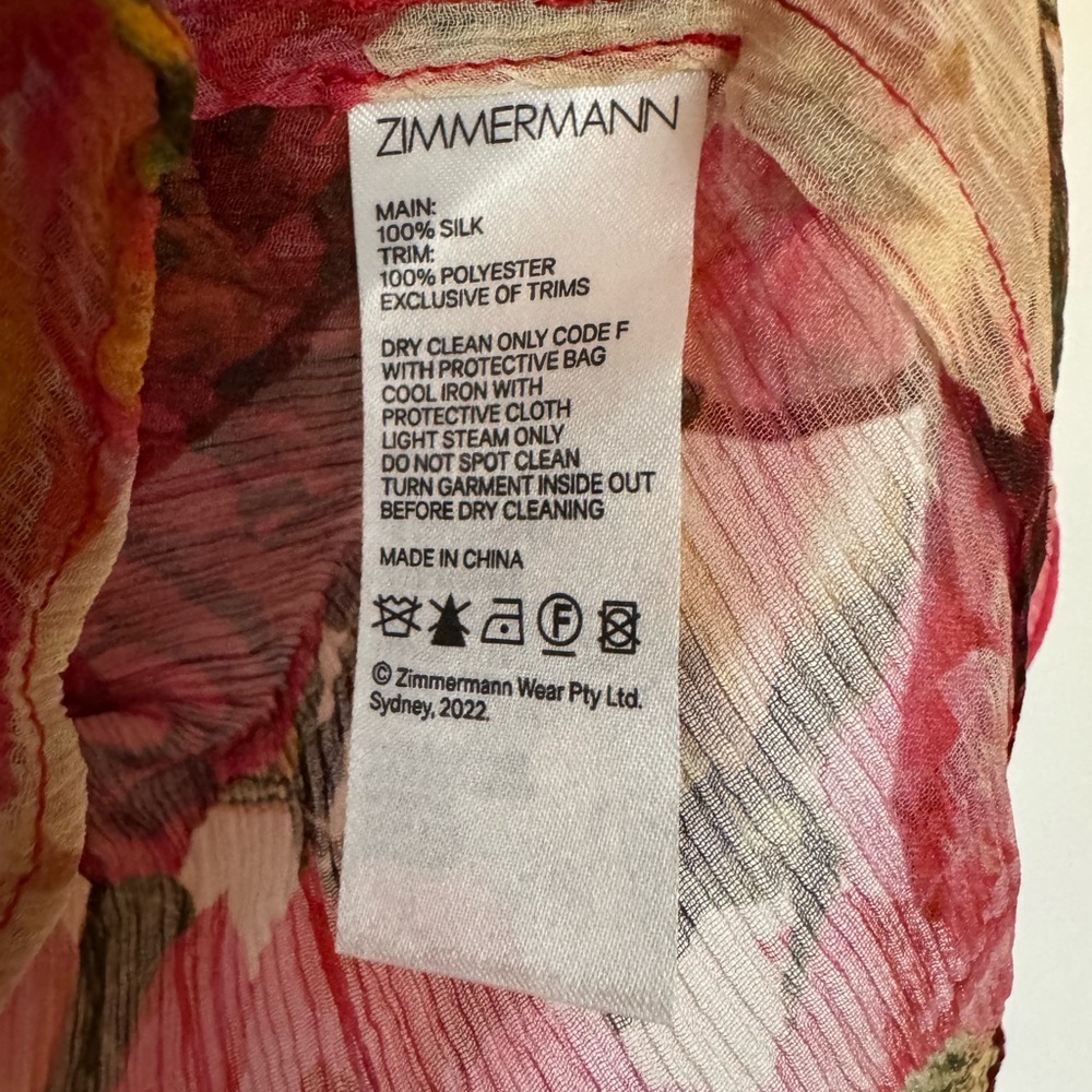 ZIMMERMANN wonderland floral silk top 2 (6-8) - Picture 7 of 8